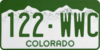 CO license plate 122WWC