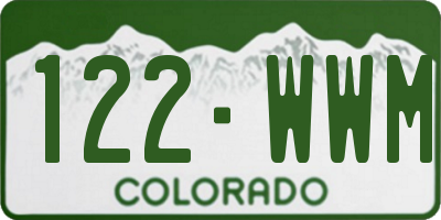 CO license plate 122WWM