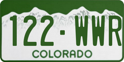 CO license plate 122WWR