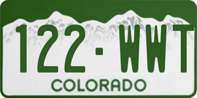 CO license plate 122WWT
