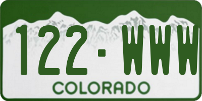 CO license plate 122WWW