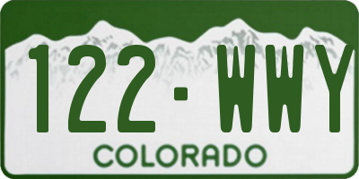 CO license plate 122WWY
