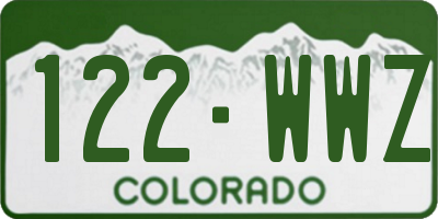 CO license plate 122WWZ
