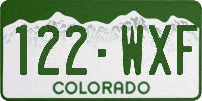CO license plate 122WXF