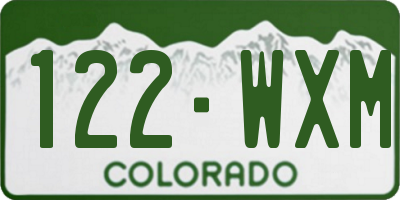 CO license plate 122WXM