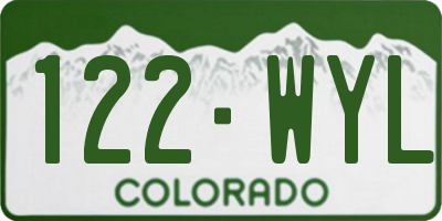 CO license plate 122WYL