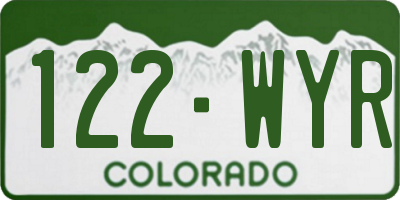 CO license plate 122WYR
