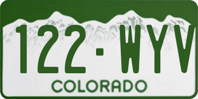 CO license plate 122WYV