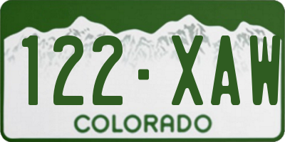 CO license plate 122XAW