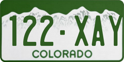 CO license plate 122XAY