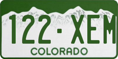CO license plate 122XEM