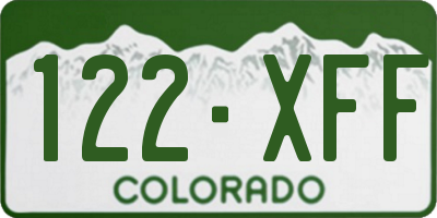 CO license plate 122XFF