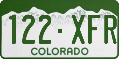 CO license plate 122XFR