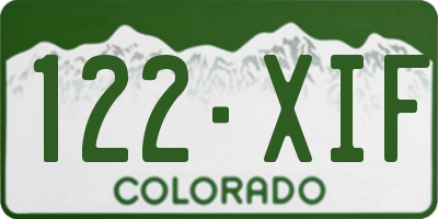 CO license plate 122XIF