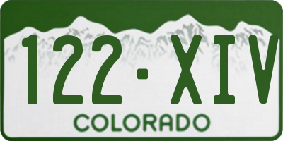 CO license plate 122XIV