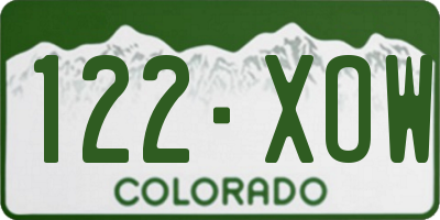 CO license plate 122XOW