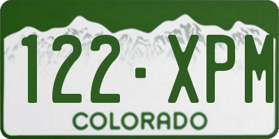 CO license plate 122XPM
