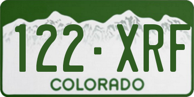 CO license plate 122XRF