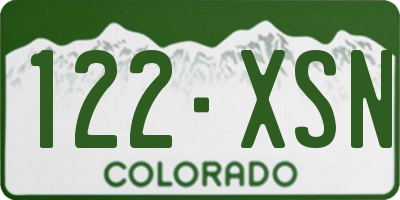 CO license plate 122XSN