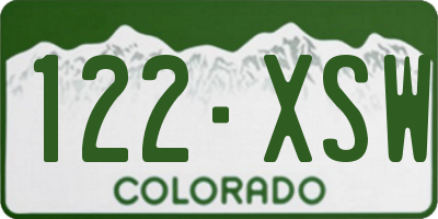 CO license plate 122XSW