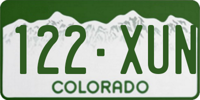 CO license plate 122XUN