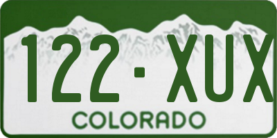 CO license plate 122XUX