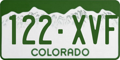 CO license plate 122XVF