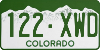 CO license plate 122XWD