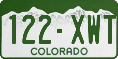 CO license plate 122XWT