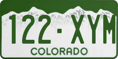 CO license plate 122XYM