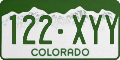 CO license plate 122XYY