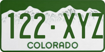 CO license plate 122XYZ