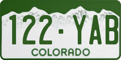 CO license plate 122YAB