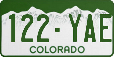 CO license plate 122YAE