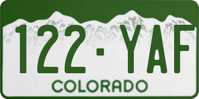 CO license plate 122YAF