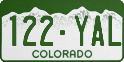 CO license plate 122YAL