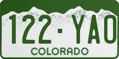 CO license plate 122YAO