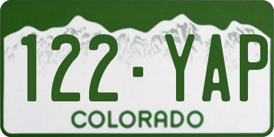 CO license plate 122YAP