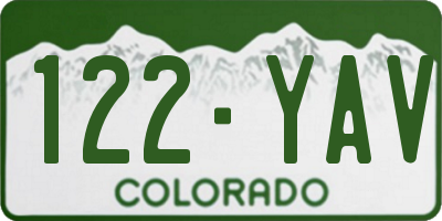 CO license plate 122YAV