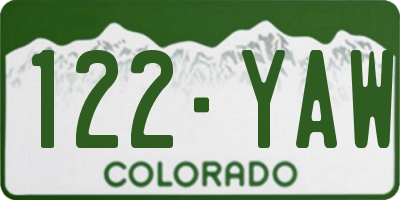 CO license plate 122YAW