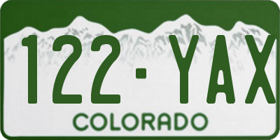 CO license plate 122YAX