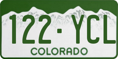 CO license plate 122YCL