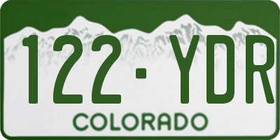 CO license plate 122YDR