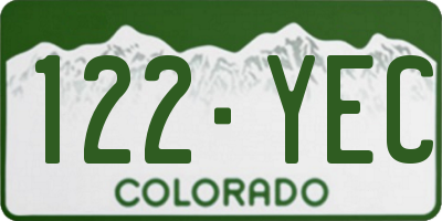 CO license plate 122YEC