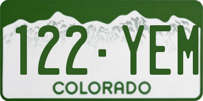 CO license plate 122YEM