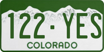 CO license plate 122YES