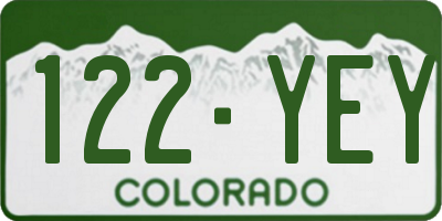 CO license plate 122YEY