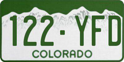 CO license plate 122YFD