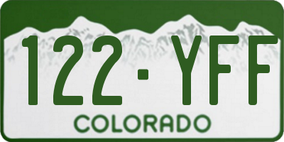 CO license plate 122YFF