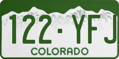 CO license plate 122YFJ